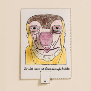 Nasenaffe – Bewegliche Postkarte von Ralf Bednar
