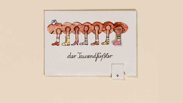 Tausendfüßler – Bewegliche Postkarte von Ralf Bednar